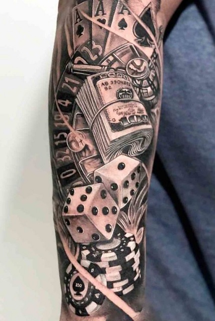 10 Awesome Gambling Tattoo Designs Best Of 2024   Gambling Tattoo Sleeve 